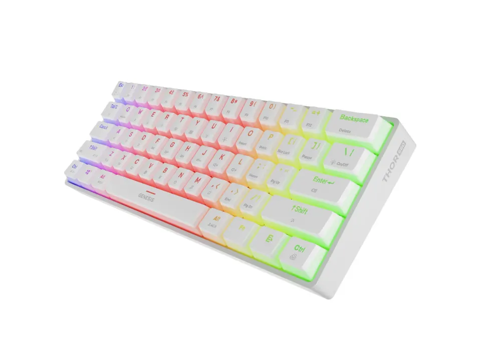 Genesis herní klávesnice THOR 660 G2/Gateron Red/USB+BT/US layout/Bílá