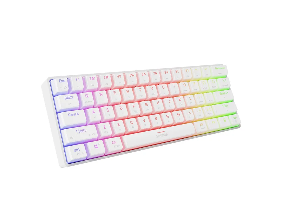 Genesis herní klávesnice THOR 660 G2/Gateron Red/USB+BT/US layout/Bílá