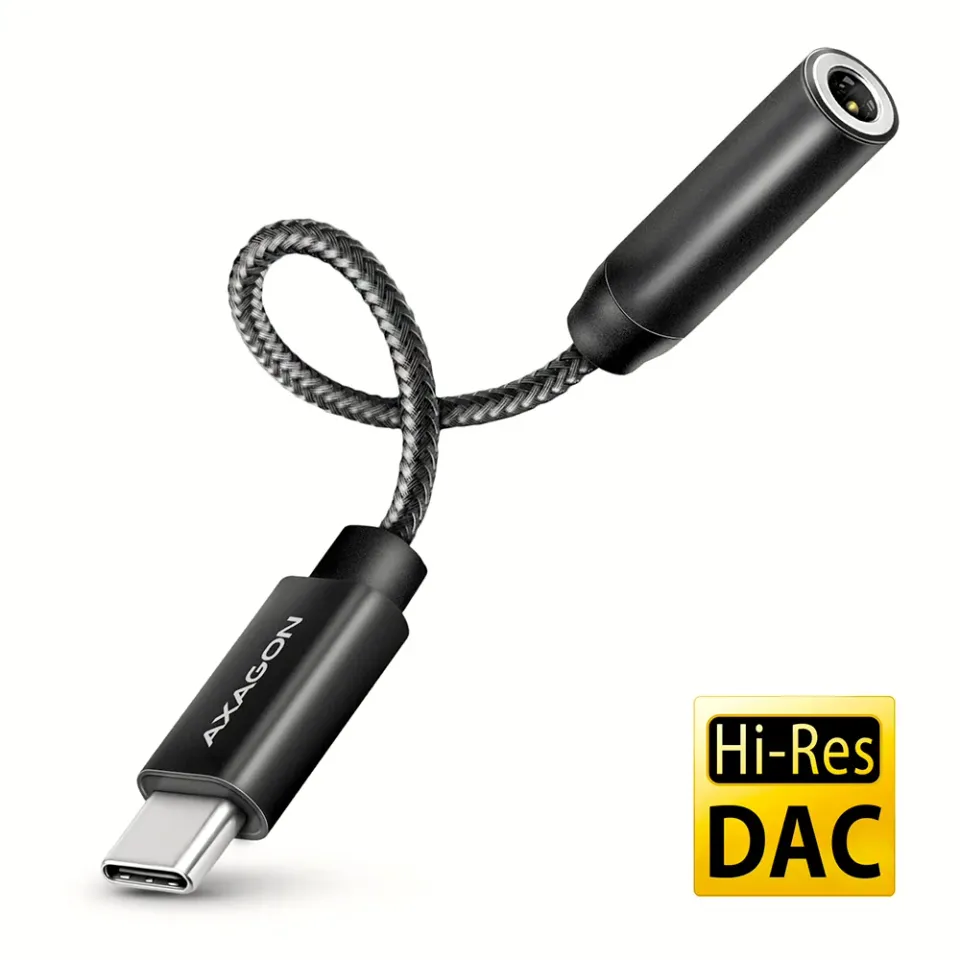 AXAGON ADA-HC, USB-C na 3.5mm jack - Hi-Res DAC audio adaptér, 384kHz/32bit, ste