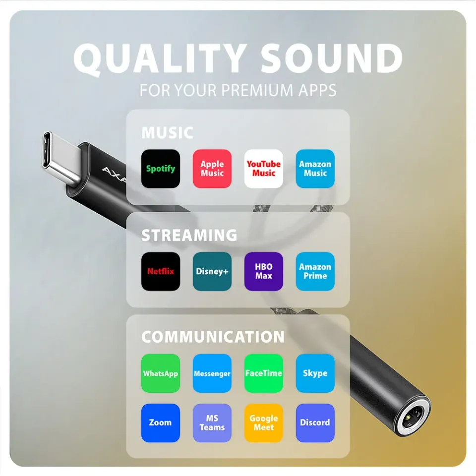 AXAGON ADA-HC, USB-C na 3.5mm jack - Hi-Res DAC audio adaptér, 384kHz/32bit, ste
