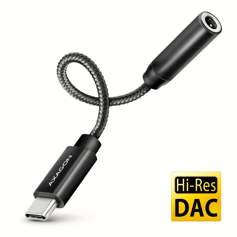 AXAGON ADA-HC, USB-C na 3.5mm jack - Hi-Res DAC audio adaptér, 384kHz/32bit, ste