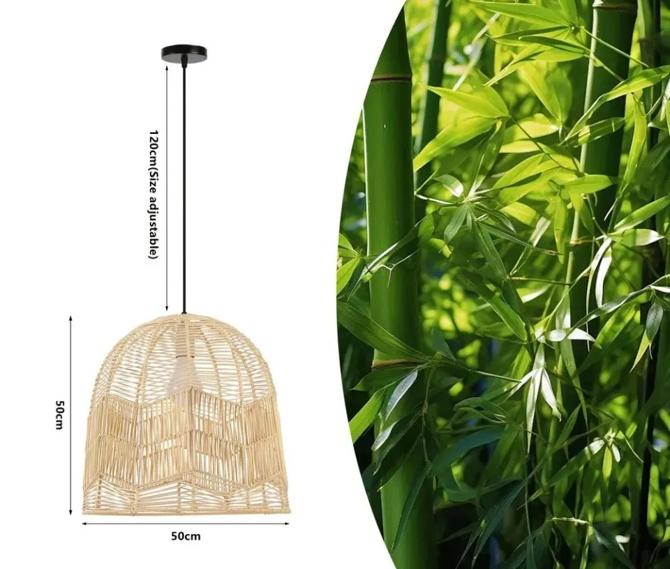 IMMAX BOHO PELO designové závěsné svítidlo, D50cm, E27, přírodní ratan