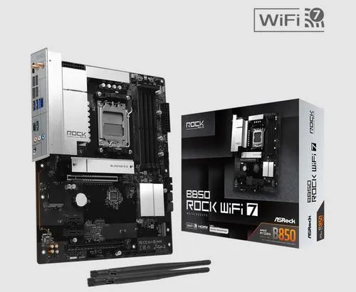 ASROCK B850 ROCK WIFI 7 (AM5, amd B850, 4xDDR5 8000+, PCIE 5.0, HDMI, 4xSATA3 +4xM.2, USB3.2 G2x2, GLAN 2,5G, ATX)