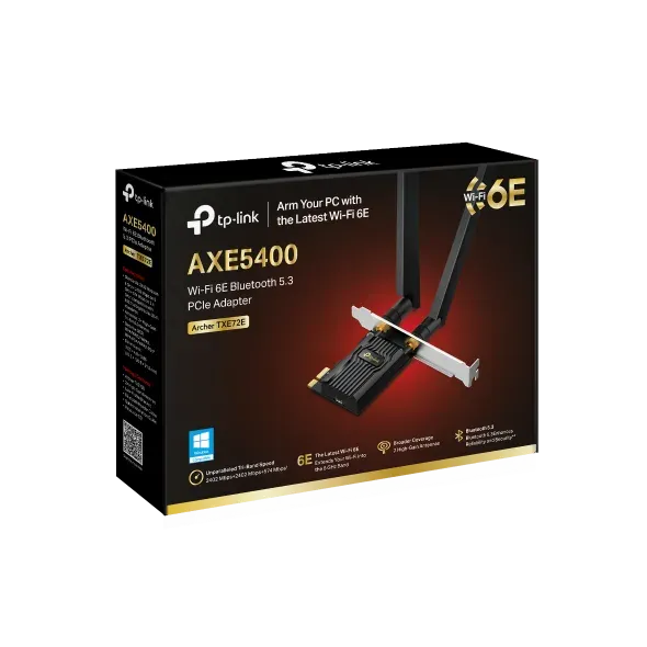TP-LINK Archer TXE72E AXE5400 Wi-Fi 6E Bluetooth 5.3 PCIe Adapter