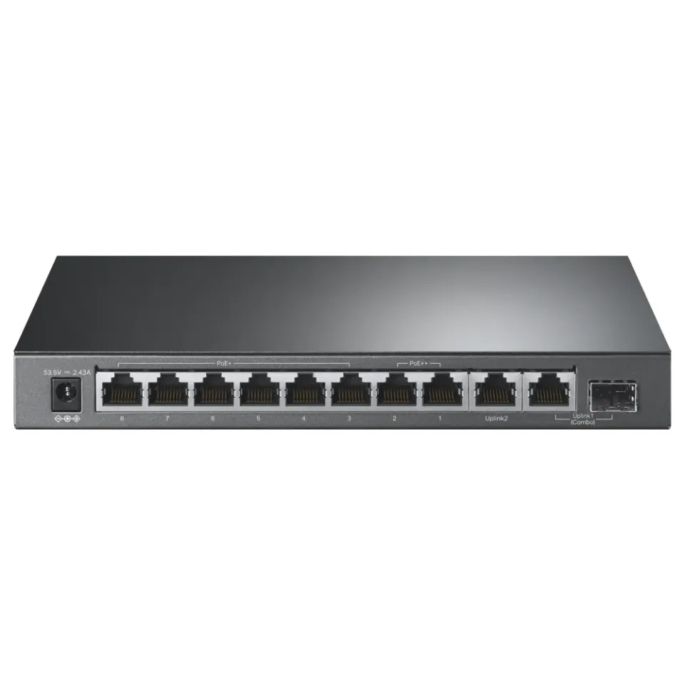 TP-Link CCTV switch TL-SG1210PP (9xGbE,1xGbE/SFP combo uplink, 1xGbE uplink, 6xPoE+,2xPoE++,123W, fanless)