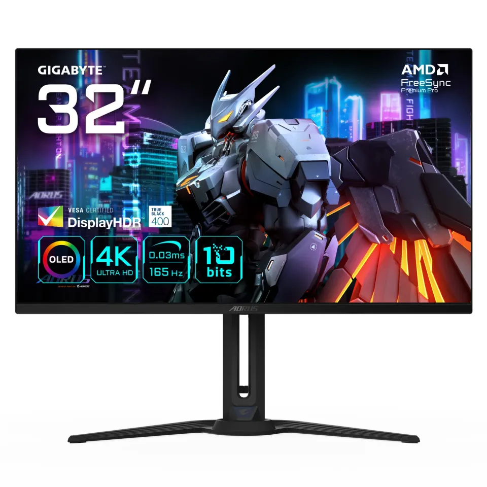 GIGABYTE LCD - 32" Gaming monitor AORUS FO32U, OLED, 3840 x 2160 UHD, 165Hz, 1.5M:1, 250cd/m2, 0.03ms, 2xHDMI, 1xDP