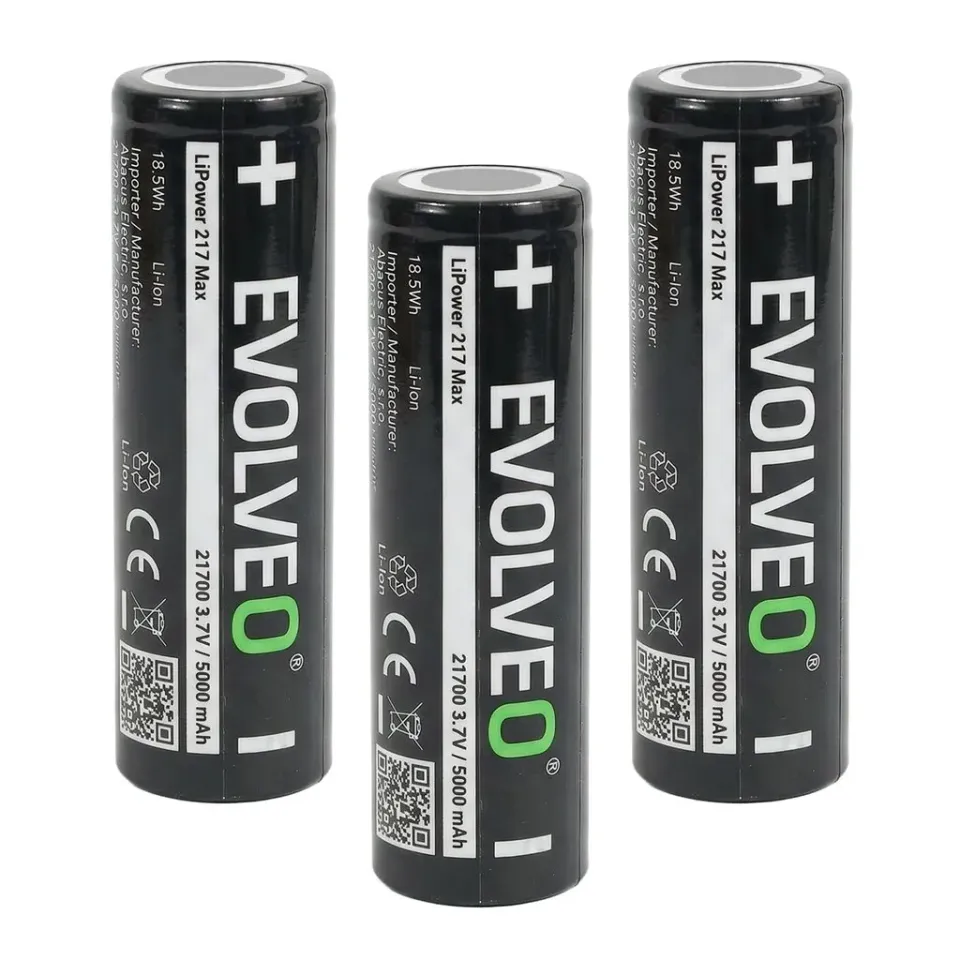 EVOLVEO LiPower 217 Max 5000 – Li-ion baterie 21700 (3.7 V / 5000 mAh) 3 ks