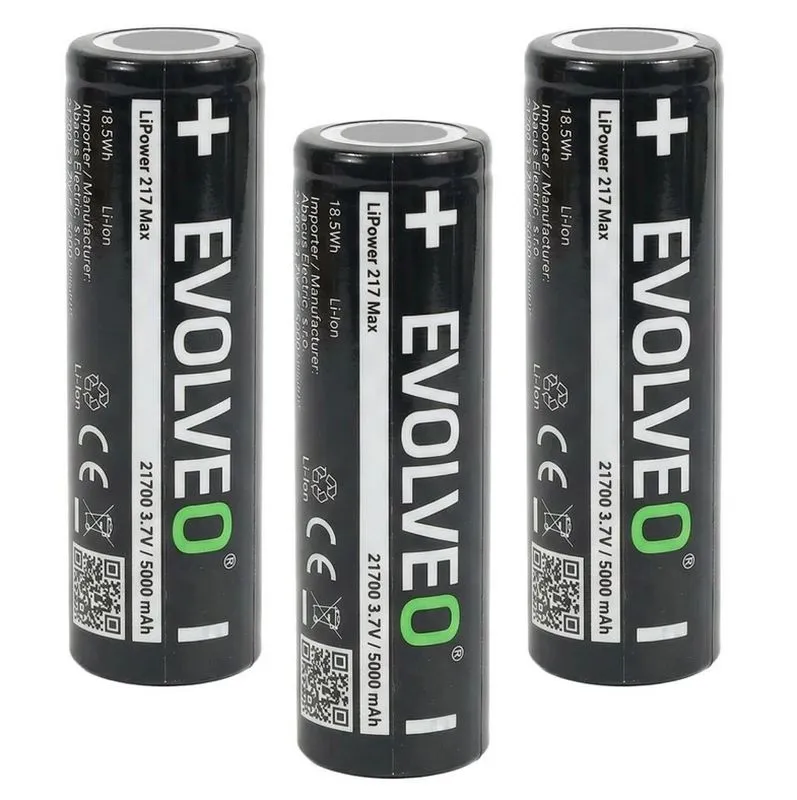 EVOLVEO LiPower 217 Max 5000 – Li-ion baterie 21700 (3.7 V / 5000 mAh) 3 ks