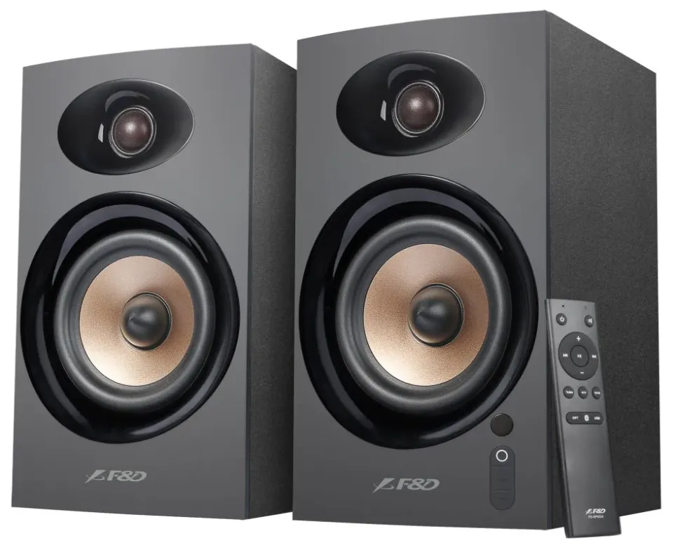 FENDA F&D repro R23BT/ 2.0/ 40W/ dřevěné/ BT/ Optický/ USB vstup/ dálkové ovládání/ černé