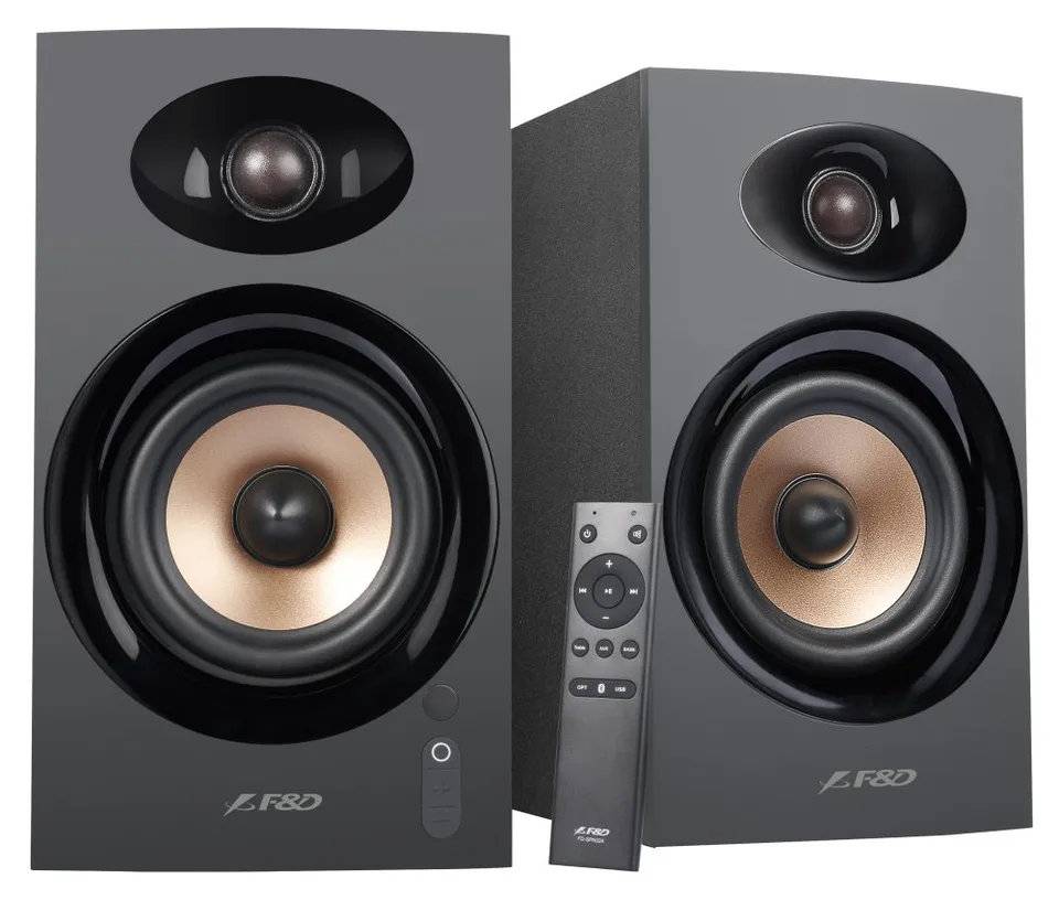 FENDA F&D repro R23BT/ 2.0/ 40W/ dřevěné/ BT/ Optický/ USB vstup/ dálkové ovládání/ černé