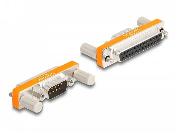 Delock Adaptér z 9 pinového zástrčkového konektoru D-Sub s maticemi na 25 pinový