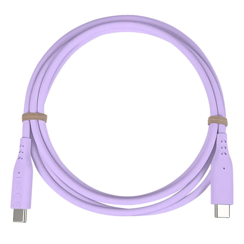 PremiumCord Silikonový kabel s konektory USB-C 60W 480Mbps fialový extra měkký 1