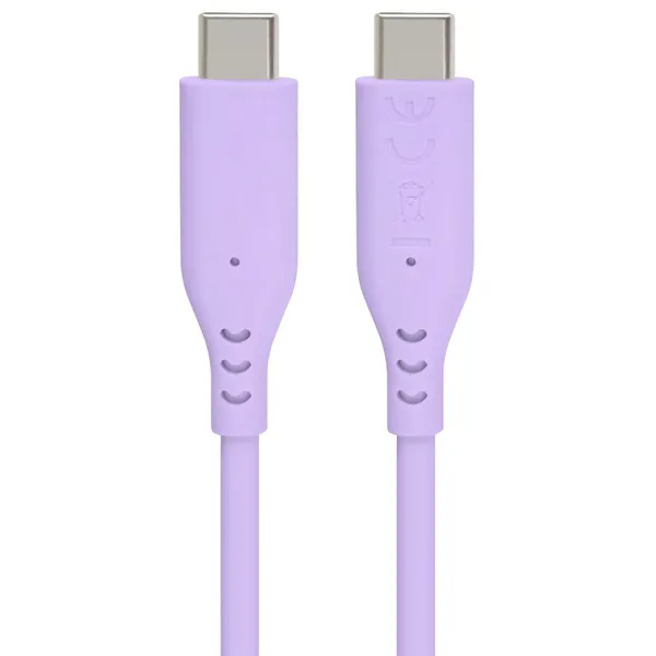 PremiumCord Silikonový kabel s konektory USB-C 60W 480Mbps fialový extra měkký 1
