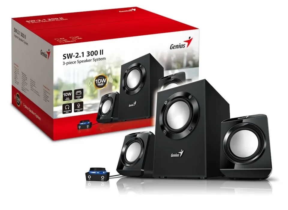 GENIUS repro SW-2.1 300 10W, 3,5mm jack, černé
