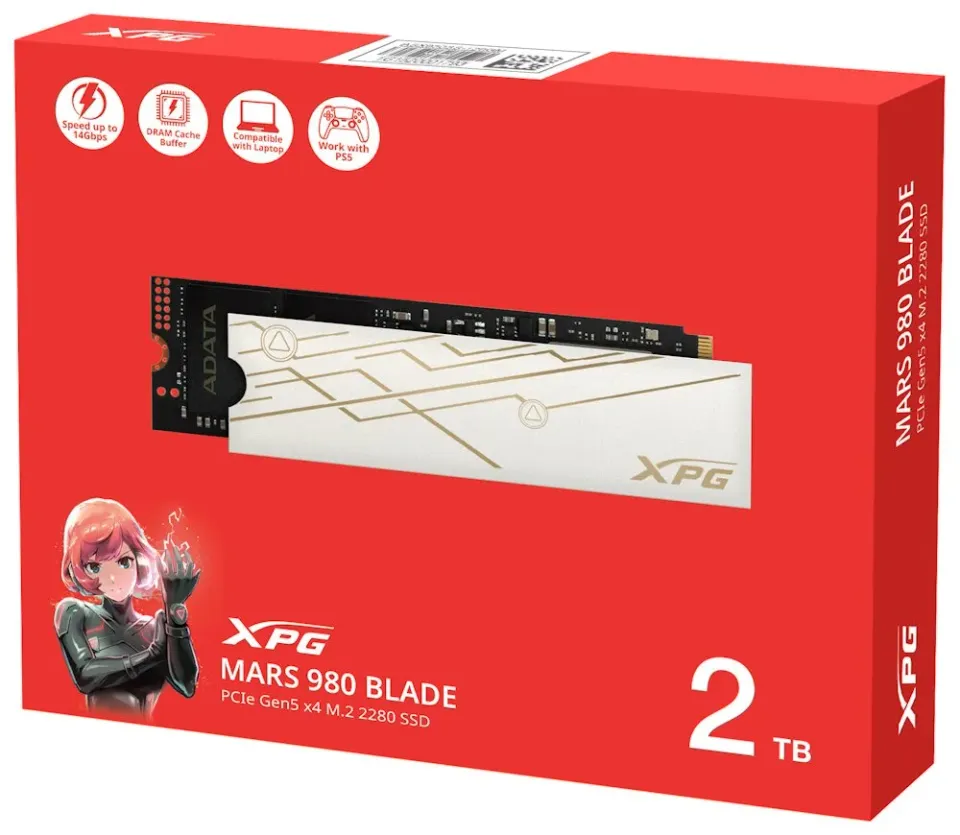 ADATA SSD 2TB XPG MARS 980 BLADE, PCIe Gen5x4, M.2 2280, (R:14000/ W:13000MB/s)