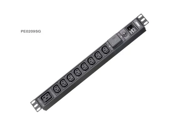 Aten 19" napájecí panel, 8x C13 + 1x C19, přepěťová ochrana, vstup C20, + kabel