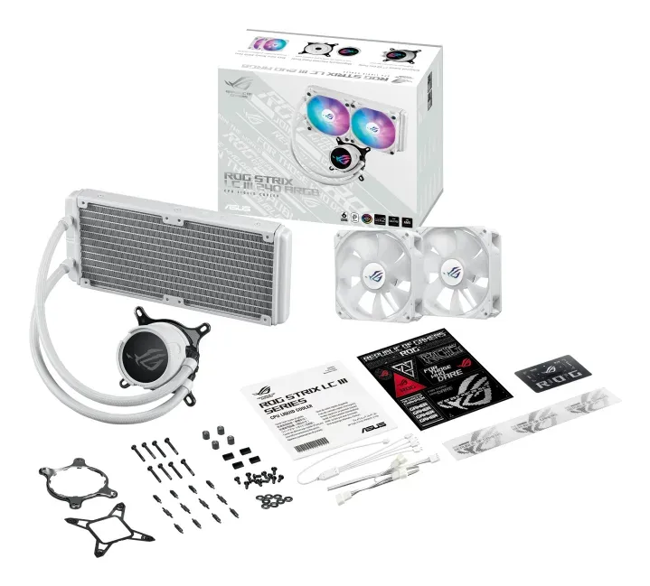 ASUS vodní chladič CPU AIO ROG STRIX LC III 240 ARGB WHITE, 2x120mm, LGA1851, AM5