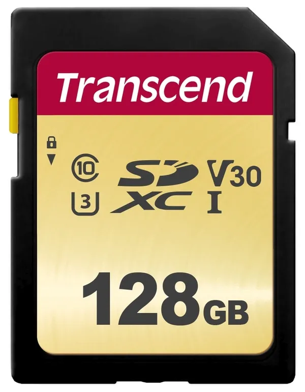 Transcend 128GB SDXC 500S (Class 10) UHS-I U3 V30 MLC paměťová karta, 95 MB/s R,