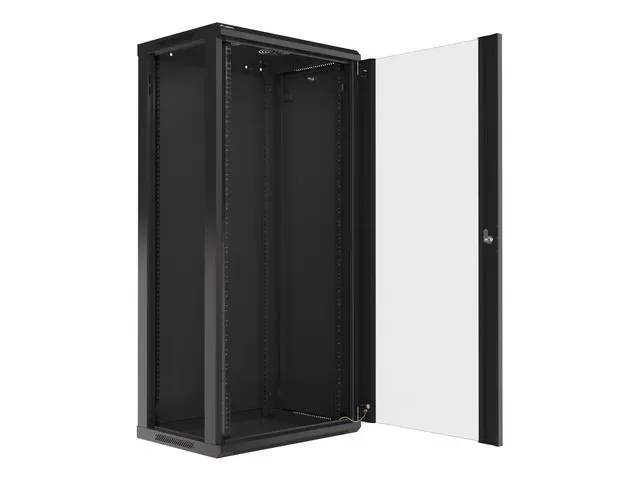 LANBERG RACKOVÁ SKŘÍŇ 19" NÁSTĚNNÁ 27U/600X450 (FLAT PACK) S PROSKLENÝMI DVEŘMI ČERNÁ V2