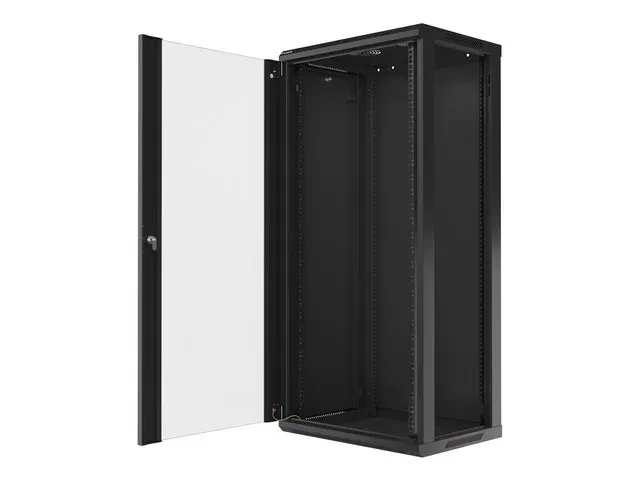 LANBERG RACKOVÁ SKŘÍŇ 19" NÁSTĚNNÁ 27U/600X450 (FLAT PACK) S PROSKLENÝMI DVEŘMI ČERNÁ V2