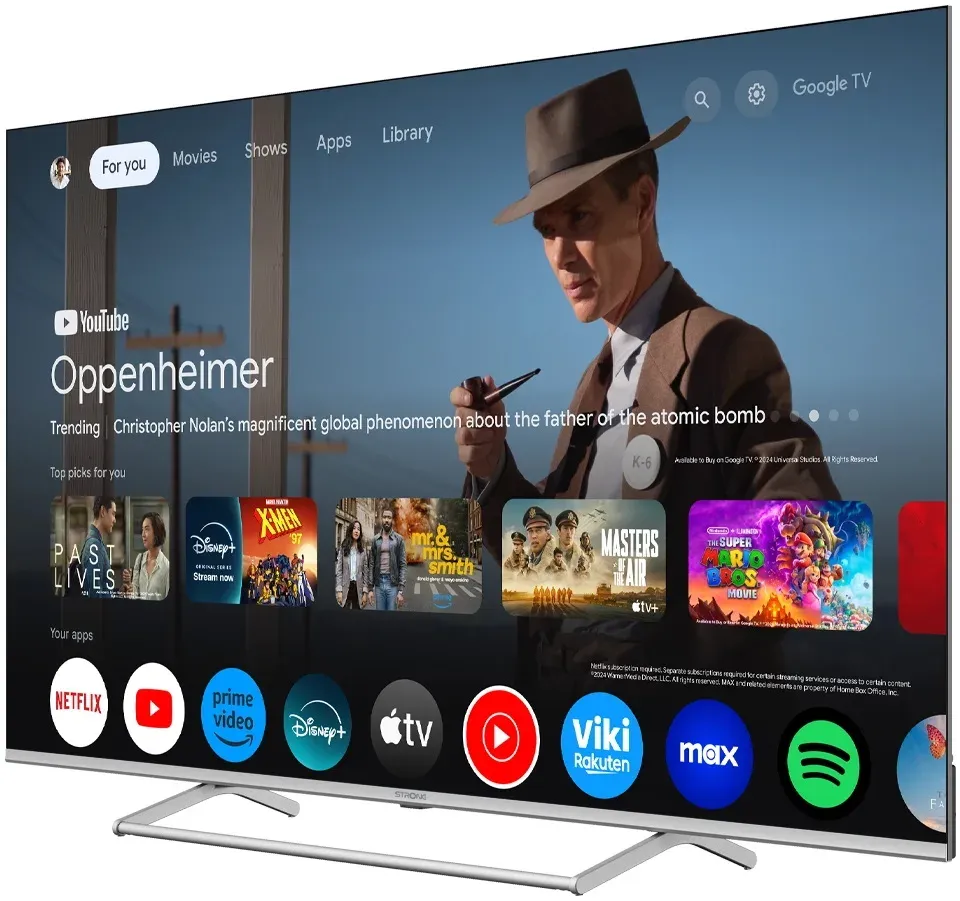 STRONG SMART QLED TV 55"/ SRT55UG8773C/ UHD/ 3840x2160/ DVB-T2/C/S2/ H.265/HEVC/ 4xHDMI/ 2xUSB/ Wi-Fi/ LAN/ G/ ANDROID14