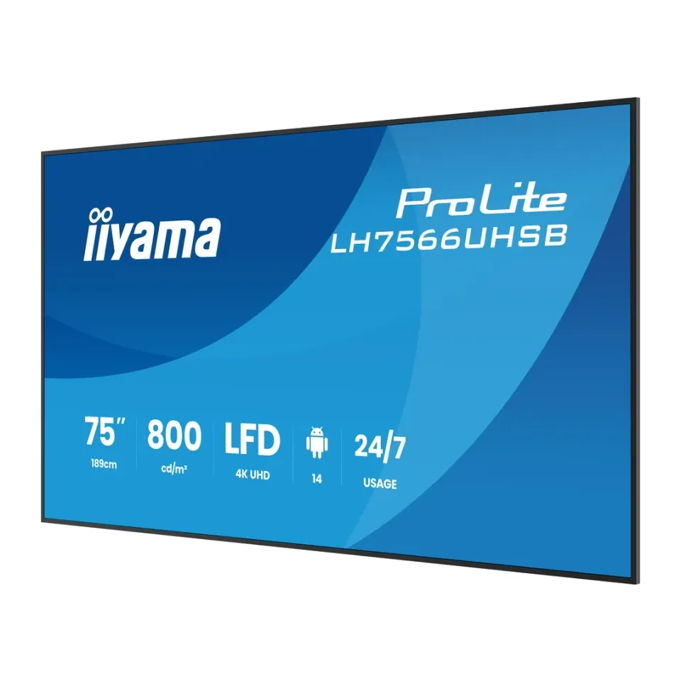 75" iiyama LH7566UHSB-B1AG:VA,4K UHD,IPX5,DP-out