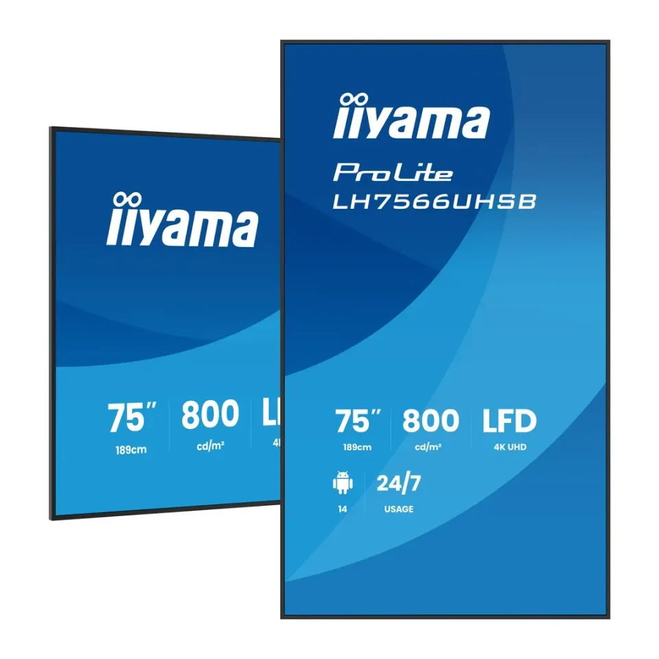75" iiyama LH7566UHSB-B1AG:VA,4K UHD,IPX5,DP-out
