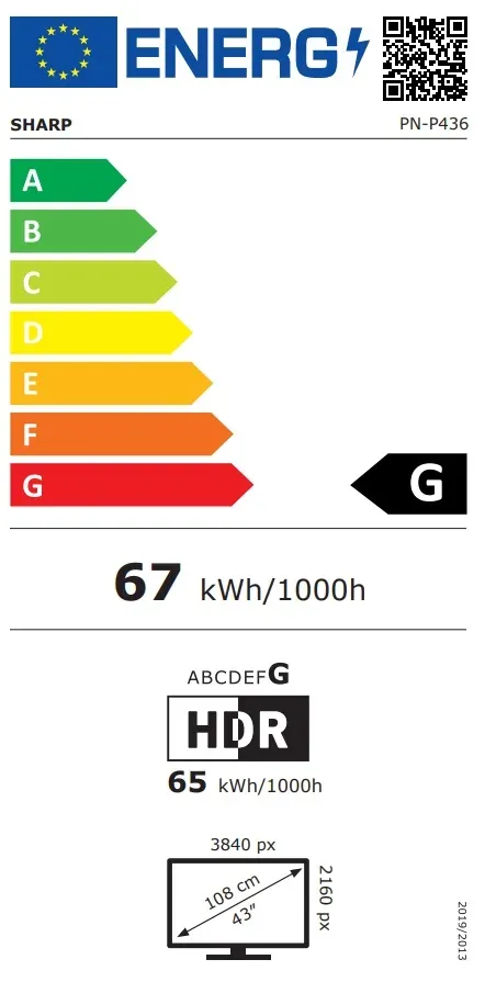 43" LED SHARP P436, 3840x2160,24/7,700cd