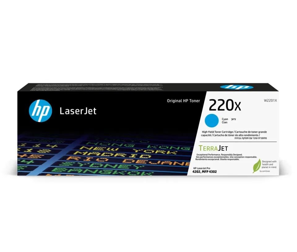 HP W2201X originální toner azurový č.220X velký cca 5500 str. (cyan, pro HP CLJ Pro 4202, 4302)