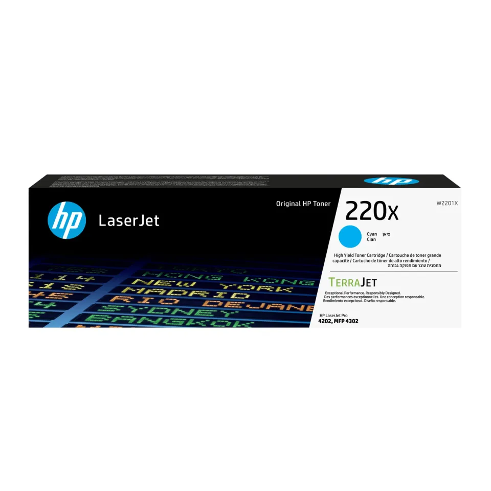 HP W2201X originální toner azurový č.220X velký cca 5500 str. (cyan, pro HP CLJ Pro 4202, 4302)