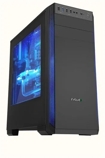 EVOLVEO T3, case ATX, 2x USB2.0 / 1x USB3.0 , 3x 120mm (modrý), černý s modrým p