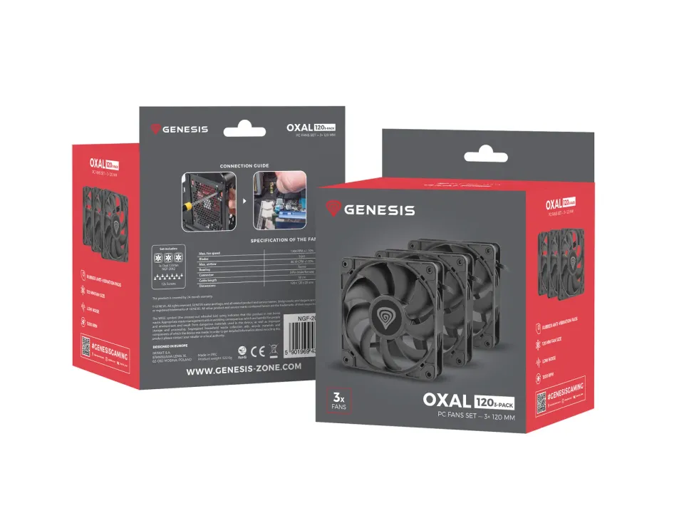 Ventiátor Genesis OXAL 120, 3balení
