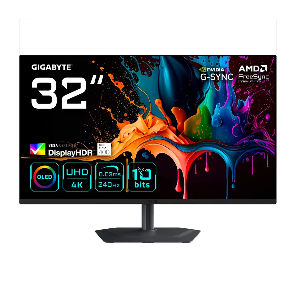 GIGABYTE LCD - 32" Gaming monitor MO32U2, OLED, 3840 x 2160 UHD, 240Hz, 1.5M:1, 250 cd/m2, 0.03ms, 2xHDMI, 1xDP