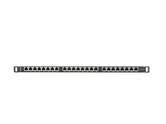LANBERG PATCH PANEL 24 PORTŮ 0,5U 19" CAT.6 FTP STÍNĚNÝ ČERNÝ