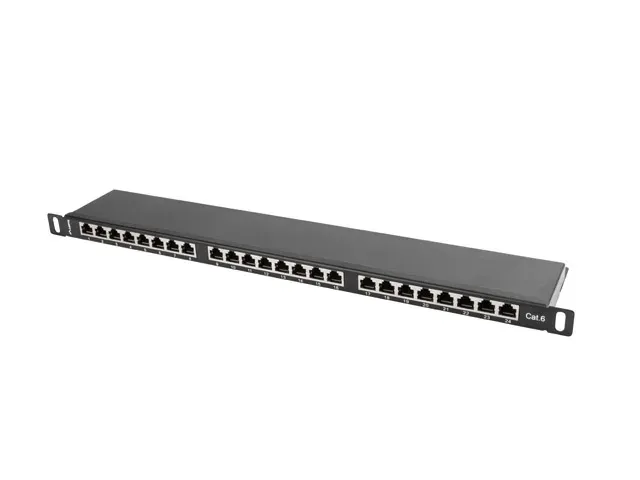 LANBERG PATCH PANEL 24 PORTŮ 0,5U 19" CAT.6 FTP STÍNĚNÝ ČERNÝ