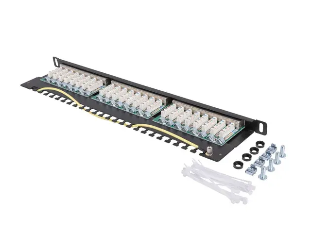 LANBERG PATCH PANEL 24 PORTŮ 0,5U 19" CAT.6 FTP STÍNĚNÝ ČERNÝ
