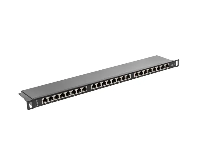 LANBERG PATCH PANEL 24 PORTŮ 0,5U 19" CAT.6 FTP STÍNĚNÝ ČERNÝ