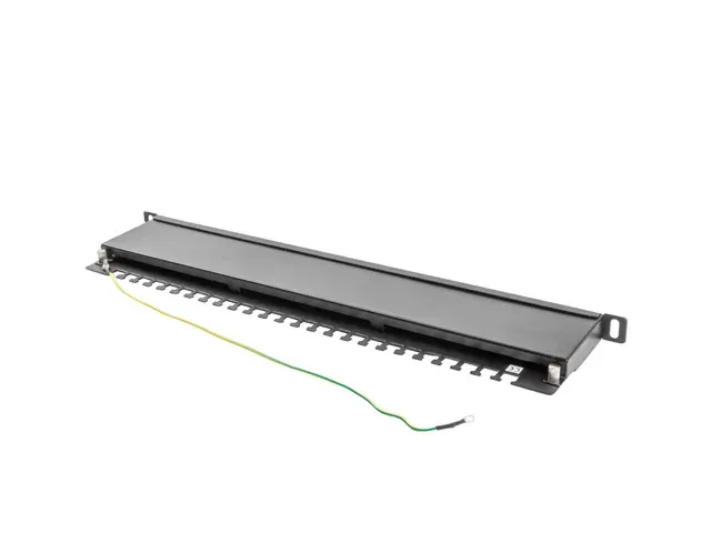 LANBERG PATCH PANEL 24 PORTŮ 0,5U 19" CAT.6 FTP STÍNĚNÝ ČERNÝ