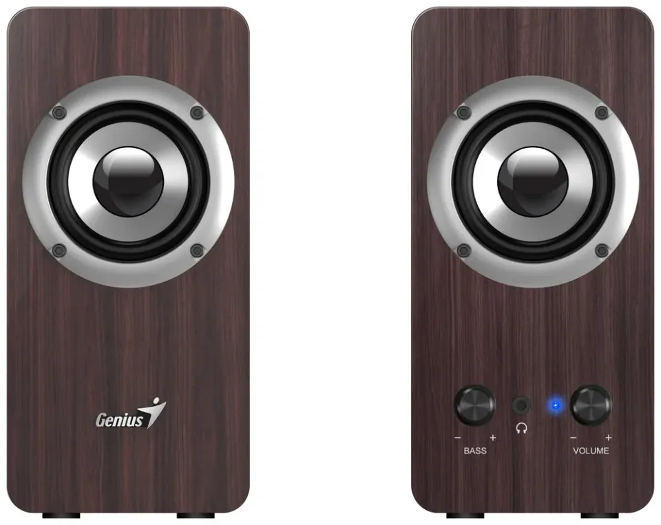 Genius SP-HF400 Reproduktory, 2.0, 10W, 3,5mm jack, dřevěné, tmavé dřevo