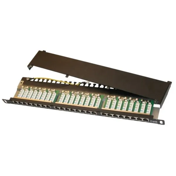 XtendLan Patch panel 19", 0.5U, 24 portů RJ-45, Cat6, stíněný, černý
