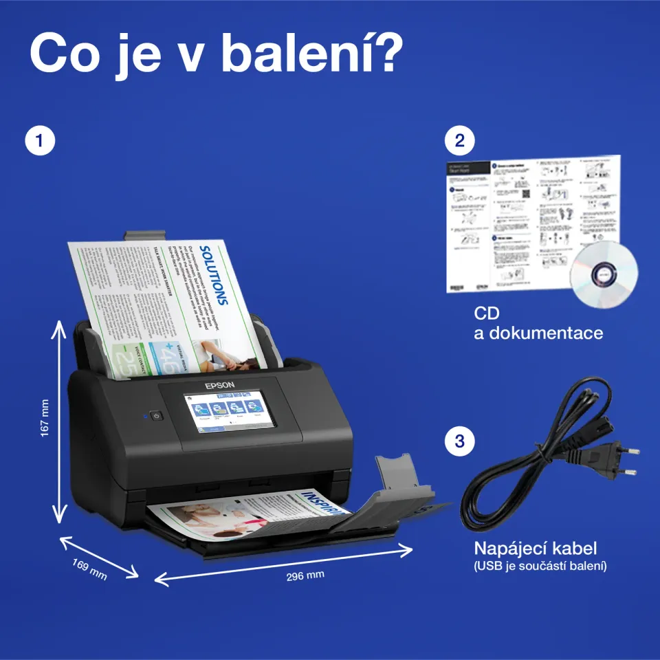 EPSON skener WorkForce ES-580WII - A4/1200x1200dpi/USB3/Wi-Fi/DADF