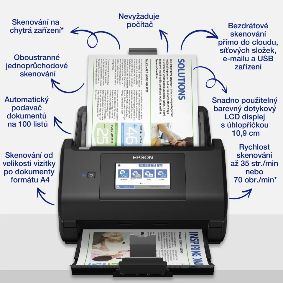EPSON skener WorkForce ES-580WII - A4/1200x1200dpi/USB3/Wi-Fi/DADF