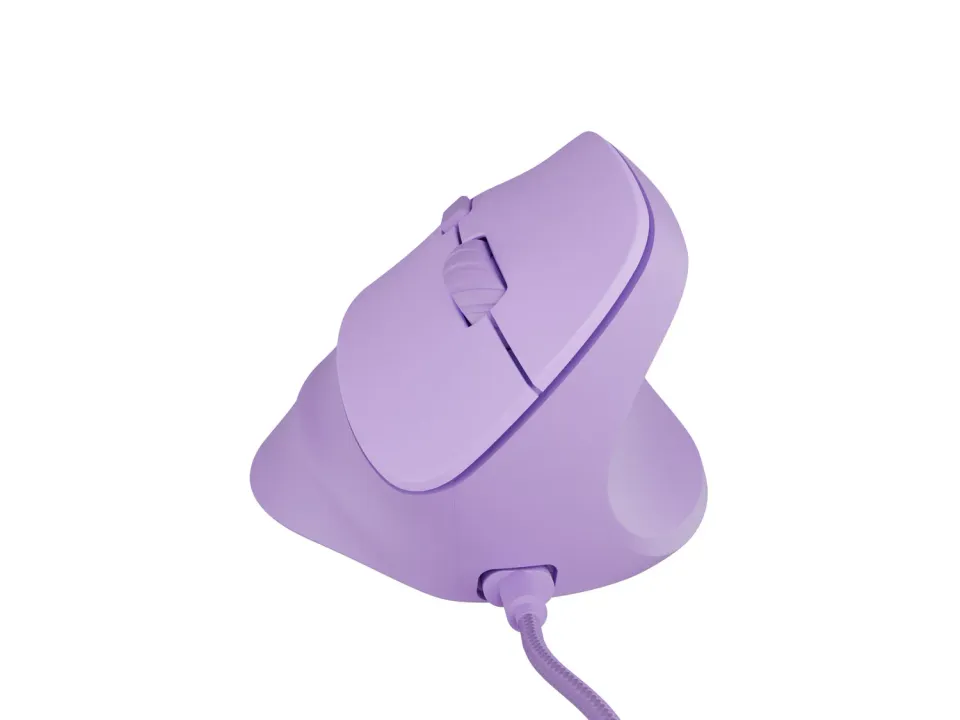 Vertikální myš Natec CRAKE 2 PRO/Vertikální/Optická/Pro praváky/12 400 DPI/Drátové USB-A/Fialová
