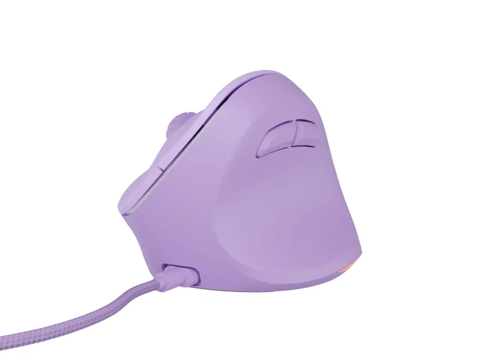 Vertikální myš Natec CRAKE 2 PRO/Vertikální/Optická/Pro praváky/12 400 DPI/Drátové USB-A/Fialová