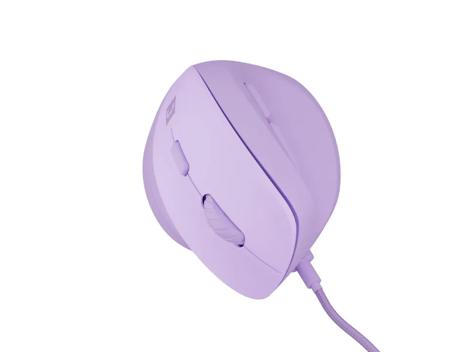 Vertikální myš Natec CRAKE 2 PRO/Vertikální/Optická/Pro praváky/12 400 DPI/Drátové USB-A/Fialová