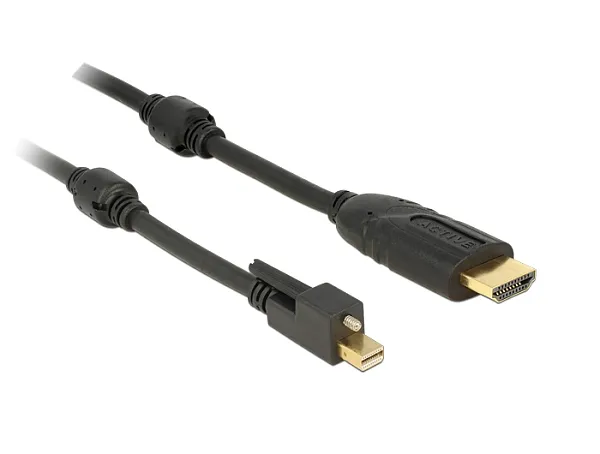 Delock Kabel mini Displayport 1.2 samec se šroubky > HDMI samec 4K aktivní černý (83730)