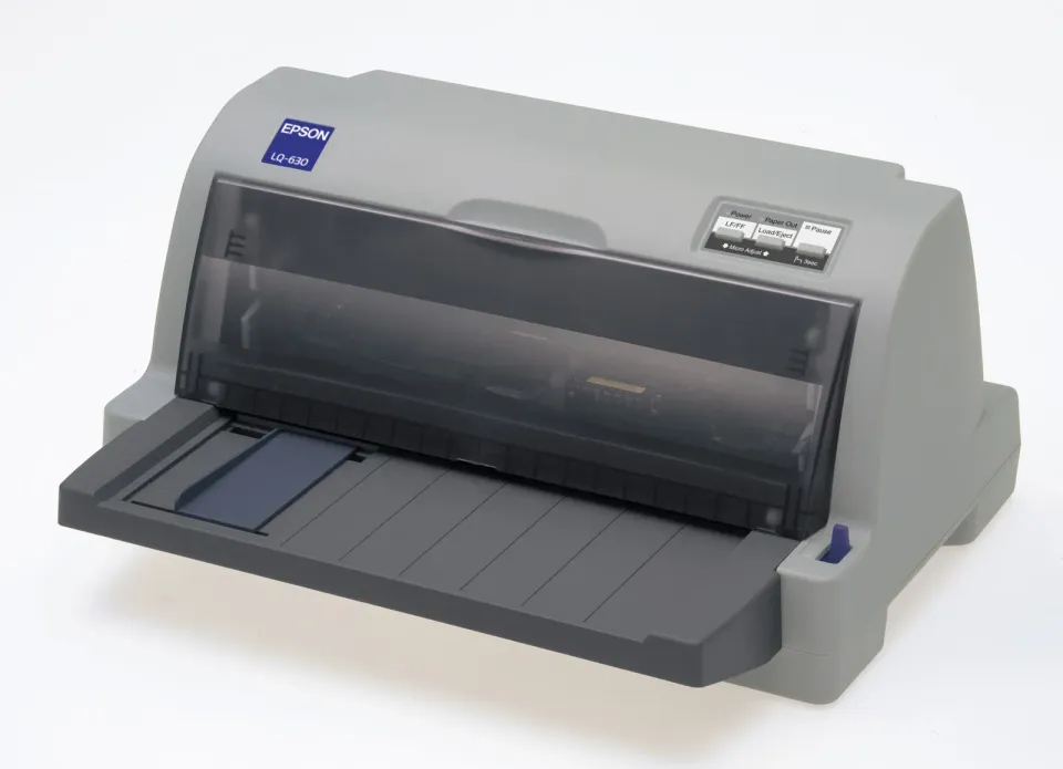 Epson LQ-630 – compact 24-pin counter dot matrix printer, 80 columns, flatbed paper path, up to 360 cps, USB and parallel