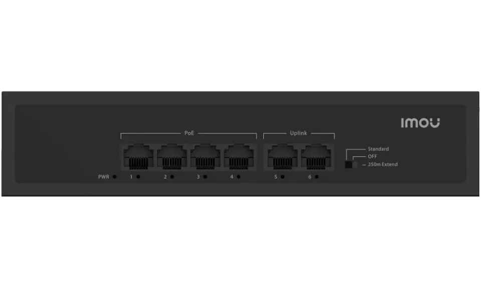 Imou switch SF106P/ 4x 10/100 M PoE port/ 2x 10/100M Uplink port/ IEEE 802.3af/at/ 1.2Gbps/ černý