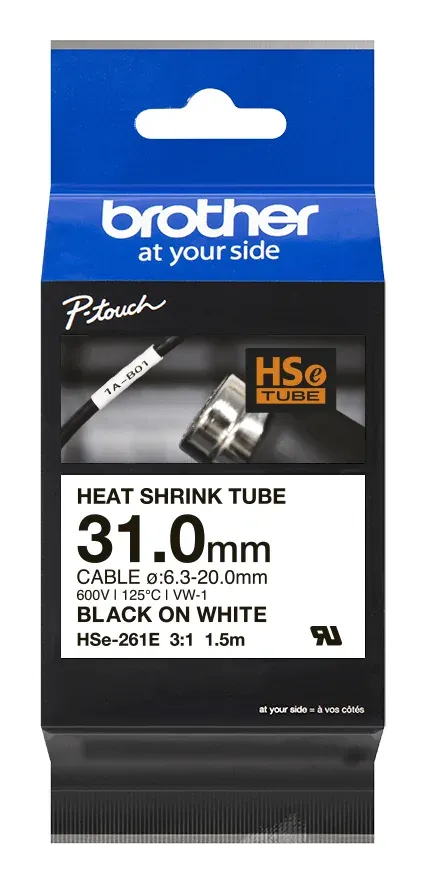 Brother - HSe-261E, bužírka bílá / černá (31 mm)