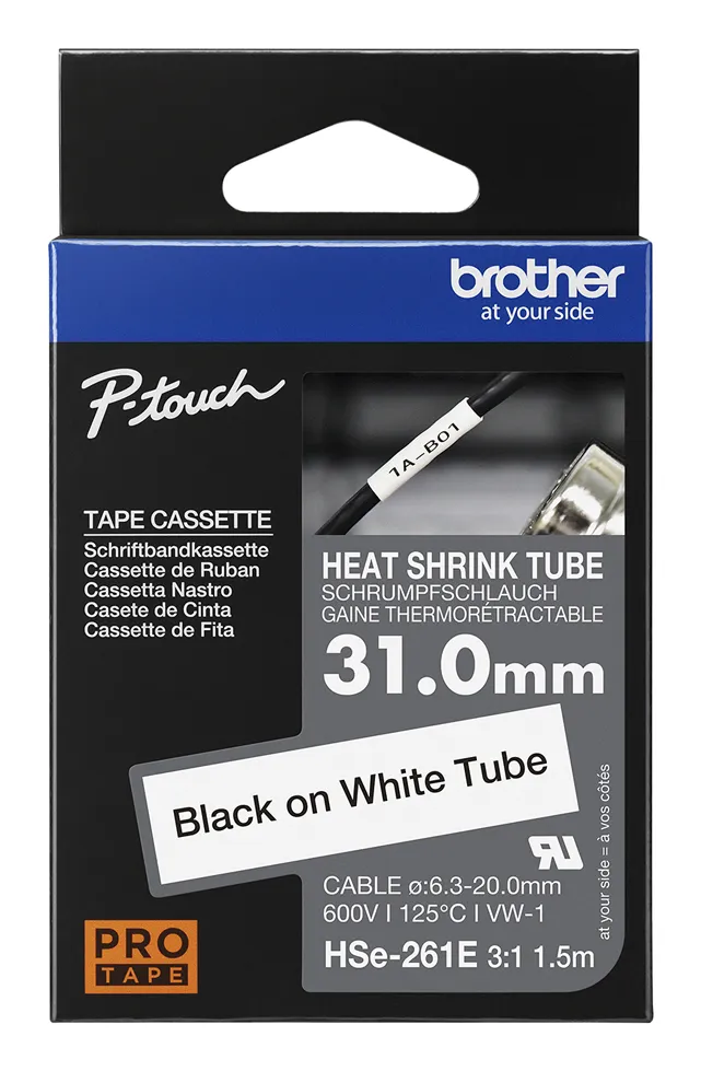 Brother - HSe-261E, bužírka bílá / černá (31 mm)